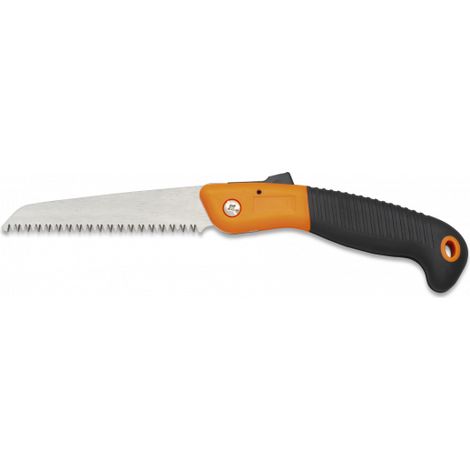 Sierra plegable Albainox, hoja de acero inox de 14 cm, mango de ABS-Goma, sistema plegable