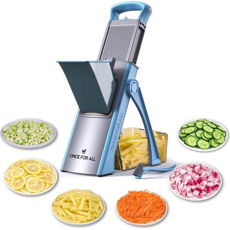 Affettatrice per verdure con 4 modalità di taglio e spessore di taglio regolabile per un taglio sicuro e versatile. (1/5)