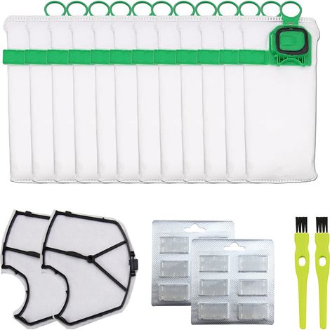 Kit Sac Aspirateur Compatible pour Vorwerk Kobold VK140 VK150 avec Filtre Remplacement 12 Sacs + 2 Filtres Moteur + 12 Parfums + 2 Brosses (1/5)