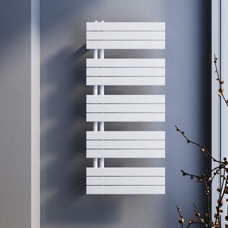 SONNI Badheizkörper 1314x600mm Handtuchtrockner Heizung weiß Flach Design Hantuchwärmer Bad Mittelanschluss seitlich 634 Watt (1/5)