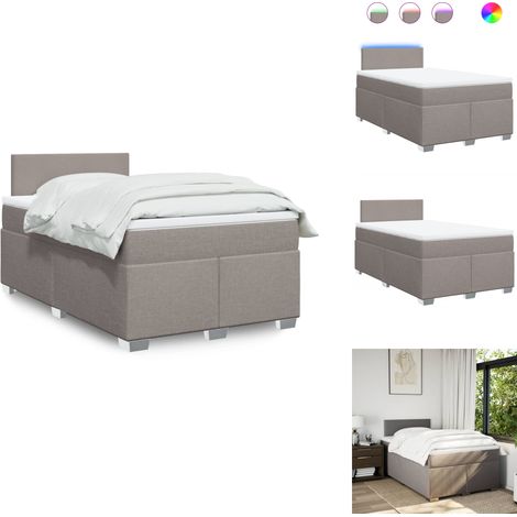 Sommier à lattes de lit avec matelas taupe 120x190 cm tissu - Sommier À Lattes De Lit - Sommiers À Lattes De Lit - Lit - Meuble De Chambre À Coucher (1/5)