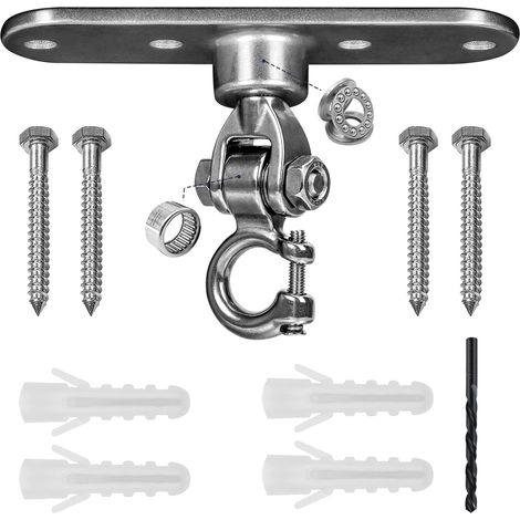 Stainless Steel Ceiling Hook, 680kg Load Capacity, 360° Swivel, Swing Hook with Soft Swivel Bearing, Heavy Load, Hammocks, for Hanging Chair, Yoga (1/5)