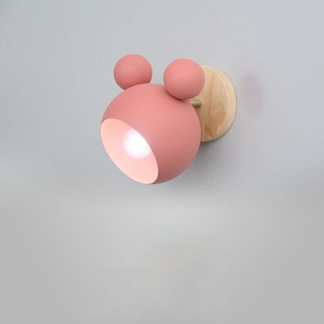 Appliques Murales Nordique Bois Rose - Créative Lampe Chevet Enfant Liseuse pour Chambre Allée Décoration (1/5)