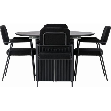 Yesterday ensemble pour salle à manger table à manger avec rallonge noir 4 chaises bouclé noir. (1/3)