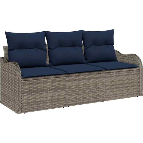 Garden Sofa Set 3 pcs Grey Poly Rattan vidaXL (1/5)