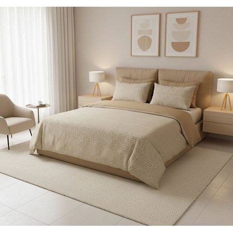 King Size Bettwäsche Set - 1 Bettbezug 240 x 220 cm + 2 Kissenbezüge 60 x 60 cm - 100% verstärktes Baumwolle - Senfgelb (1/4)