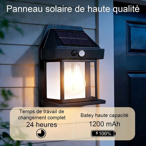 Applique murale extérieure solaire, lot de 2, étanche IP65, avec détecteur de mouvement et 3 réglages, batterie 1200mAh - convient pour le jardin, le patio et la véranda comme éclairage de sécurité so (1/4)