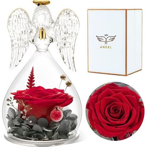 Figurine - - Rose Eternelle dans Dôme de Verre - Cadeau Fête des Mères - Décoration Femme (1/4)