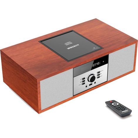 Vintage Stereo Bluetooth Hi-Fi Systems, CD Player, 30 W RMS with Bluetooth Audio Streaming, FM Radio, USB, AUX, Micro System (1/5)