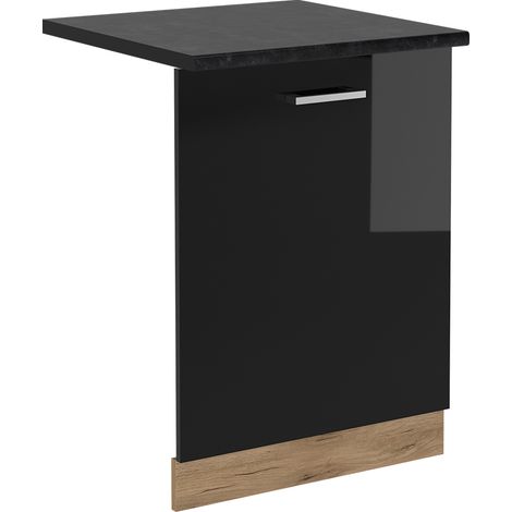 Façade de lave-vaisselle R-Line, Noir Haute brillance, 60cm , PT Anthracite, Vicco