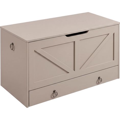 Kura - Cassapanca contenitore 100x50x40 cm Portaoggetti con Cerniere di Sicurezza e con Cassettiera in Legno Tortora (1/5)