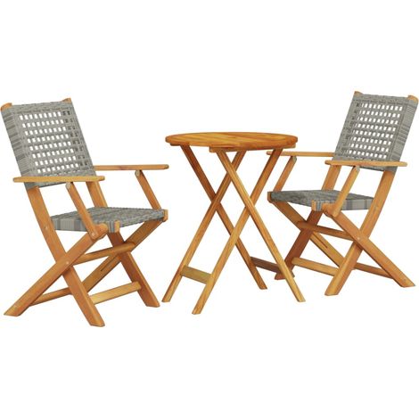 Maison Exclusive - 3-tlg. Bistro-Set Grau Poly Rattan und Massivh