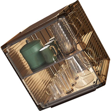 Transparente, stapelbare und staubdichte Besteckablage aus Kunststoff für Tassen, Tassenorganizer für Schrank und Büro, mittlere Größe, schwarz (1/5)
