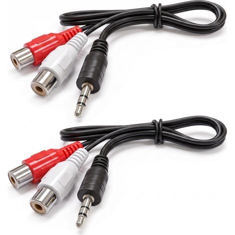 2 Adaptateurs Audio Jack 3.5mm Mâle Vers Double RCA Femelle 0.4m Pour TV (1/5)