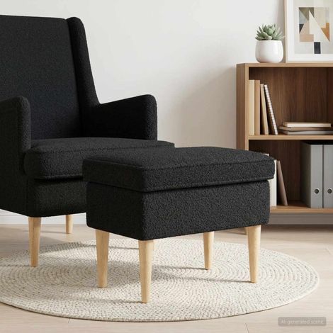 Pouf Noir 55 x 35 x 41 cm Bouclé vidaXL (1/5)
