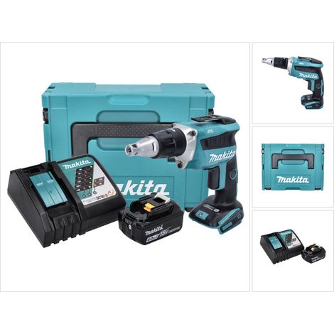 Makita DFS 452 RG1J Visseuse à cloison sèche sans fil 18 V Brushless + 1x Batterie 6,0 Ah + Chargeur + Makpac