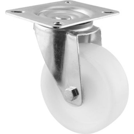 Roulette pivotante blanche avec base - 100mm/130kg, INTHER.