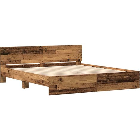 Bed Frame with Headboard Old Wood 180 x 200 cm Engineered wood vidaXL