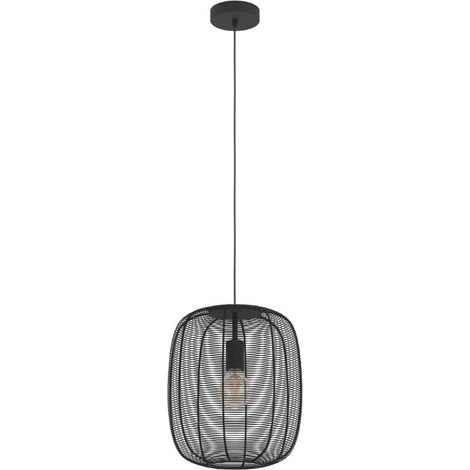 Lampe suspendue Rinroe Steel Black E27 1x40w H: 110cm Ø32.5 cm Dimmable (1/3)