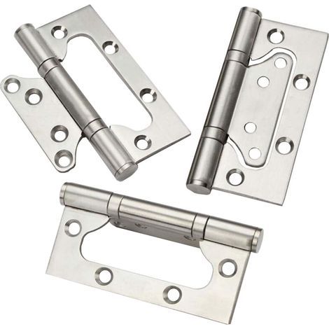 Charnières en acier inoxydable - 2 x stables pour portes et fenêtres, 2 tailles (10 cm, 12,5 cm), argent, structurel, montage en applique (1/2)