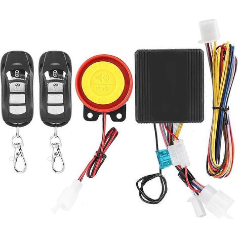 Sistema de alarma antirrobo inalámbrico universal para motocicletas de 12 V con 2 mandos a distancia. (1/5)