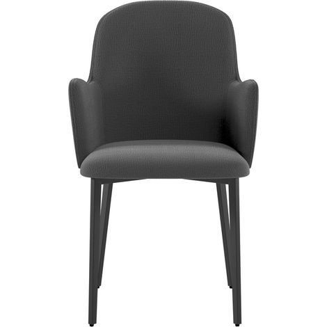 Poltroncina Sophia in Tessuto Grigio Scuro Easy-Clean con Struttura in Metallo Nero - Design Moderno Elegante per Arredo Casa (1/5)