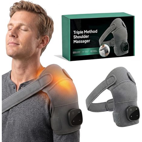 Hewelth Triple Method Schultermassagegerät – Heizkissen, Shiatsu, 3 einstellbare Stufen, Linderung von Schulter-/Halswirbelsäulen-/Beinschmerzen, Kompression und Vibrationen (1/5)