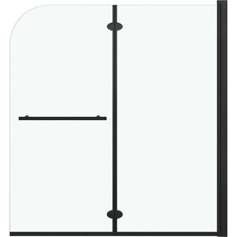 Box doccia pieghevole da bagno 2 pannelli ESG 120 x 140 cm nero 020003135
