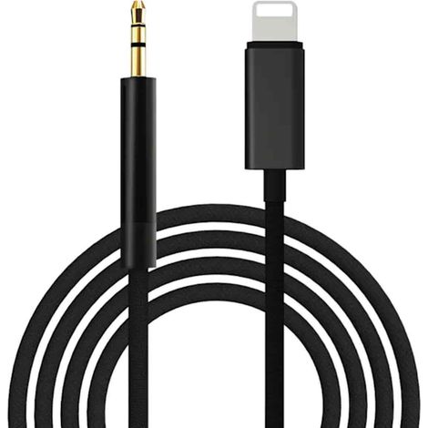 Cable Lightning vers Aux - 2 M - Pour Autoradio - Noir - 1 Pièce
