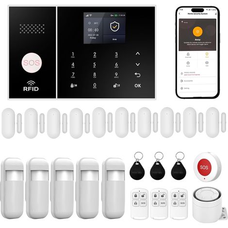 Système Alarme sans Fil, Kit Alarme Maison avec Capteurs Porte/Fenêtre WiFi Alarme Sécurité Intelligente, Compatible Home, Alarme avec Sirène, Garder la famille en sécurité (1/5)