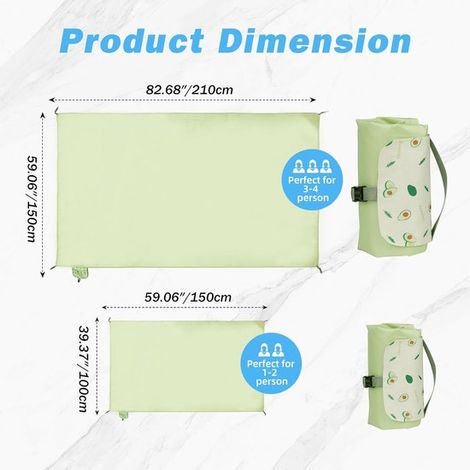 Alfombra de picnic,Alfombra de camping,Accesorios de camping,Apta para 1-2 personas,Ideal para camping,Verde,150100 cm (1/4)