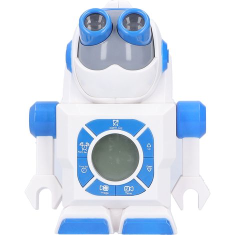 Réveil projecteur LED Robot numérique intelligent décoratif pour chambre, blanc, 7 couleurs, minuterie sommeil (1/5)