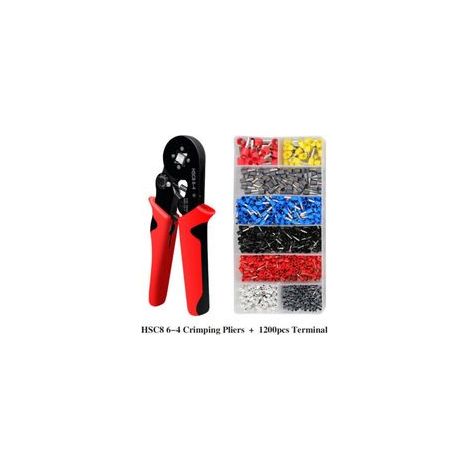 Kit connecteurs électriques 1200 pièces+HSC8 6-4, embouts à sertir, cosses dimensions 0,25-10 mm², bornes électriques en PVC, connecteurs en Polychlorure de vinyle pour sertir l'extrémité des câbles