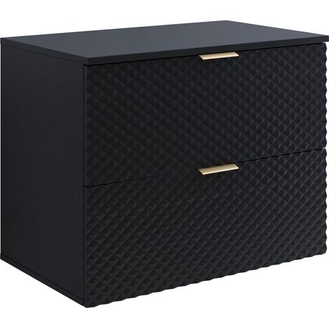 Armario de baño colgante para lavabo Liretu 107, Negro, Montada en la pared, Número de puertas: 0, 63x80x49cm, MDF, Aglomerado laminado, Número de cajones: 0