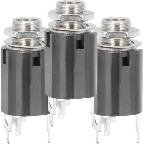 Lot de 3 connecteurs jack 6,35 mm femelles pour microphone, montage sur panneau-3.8x1.5cm-Black (1/4)