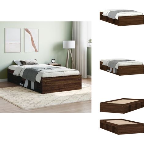 Cadre de lit sans matelas chêne marron 90x190 cm - Cadre De Lit - Lit Double - Lit Design - Lit Moderne - Lit En Bois (1/5)
