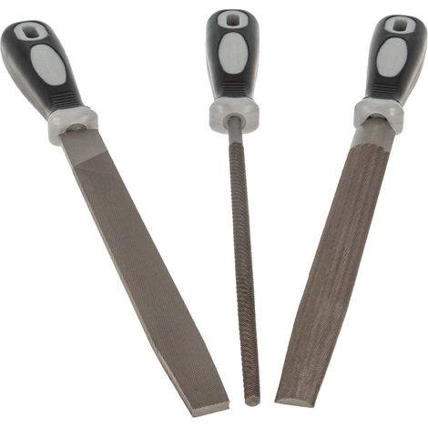 MASTERPROOF PROFESSIONAL Feilen-Satz, 3-teilig - Flach / Halbrund / Rund, 200 mm, 24104