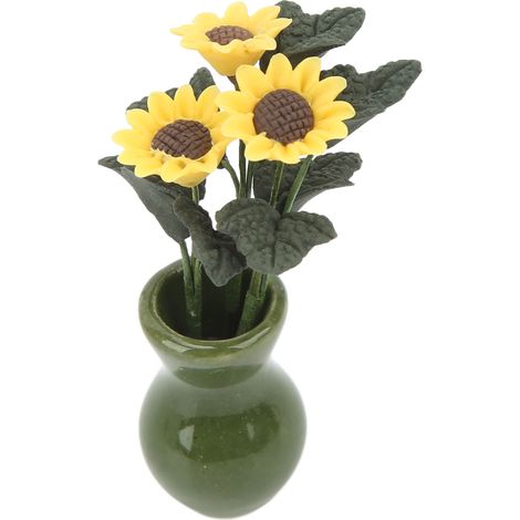 Pot de Tournesol en Miniature 1/12 pour Maison de Poupée - Décoration et Accessoire de Décoration Intérieure (1/5)