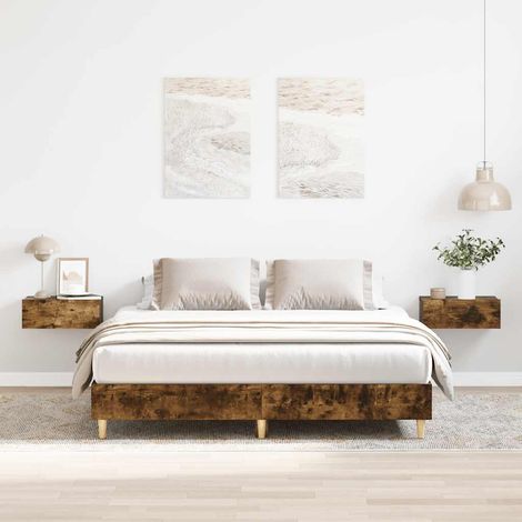 Bettgestell ohne Matratze Räuchereiche 150x200 cm Holzwerkstoff (1/5)