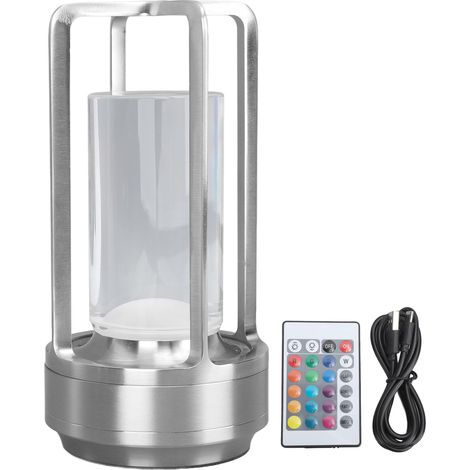 Ortviai Lampe de Bureau Sans Fil en Cristal avec Télécommande, 16 Températures de Couleur, Toucher et RGB Réglable, Argent (1/5)