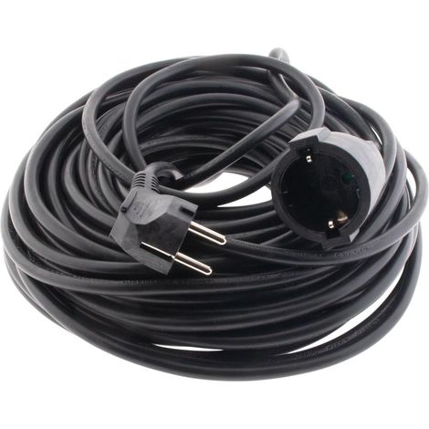 Rallonge Électrique Schuko - 25m - Câble H05VV-F 3G1,5mm² - 3680W - Usage Intérieur - Noir (1/4)