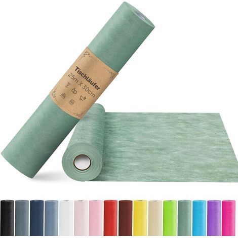 Chemin de Table Vert Eucalyptus en Non-tissé, 30 cm x 25 m Décoration de Table pour Mariage, Baptêmes, Communions, Anniversaires (1/5)