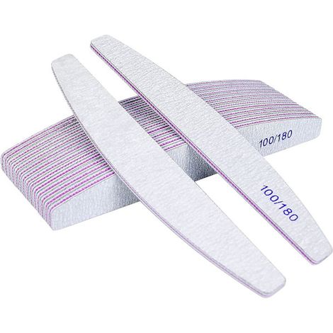 Lot de 16 limes à ongles double face - Grain 100/180, lavables, blanches (1/5)