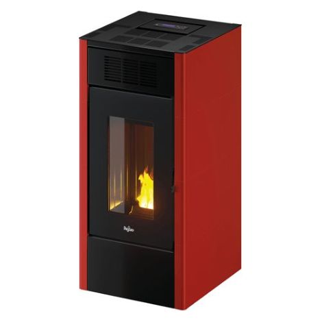 Stufa a pellet Pegaso Saba 14 rivestimento in metallo verniciato rosso 14 kw per 336 m ventilazione frontale a 5 velocita' (1/2)
