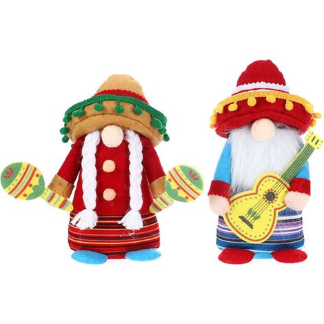 Doll Mexicaine - Décoration Carnaval - Figurine Naine en Peluche - Ornement Sans Visage pour Plateau à Étages - Lot de 1 ou 2 Pièces (1/5)