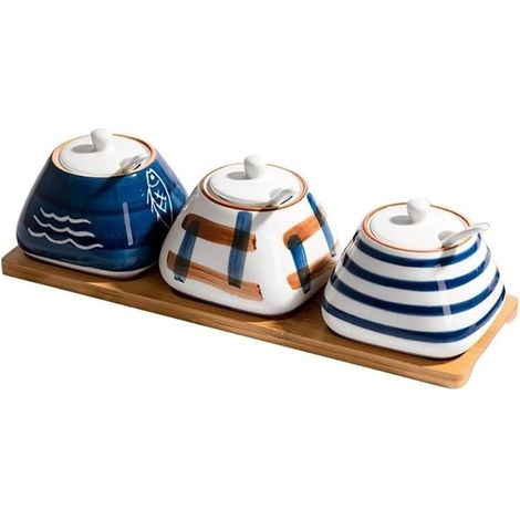 Ensemble de pots à épices, sucrier avec couvercle, pot à épices pour la maison et la cuisine. (1/5)