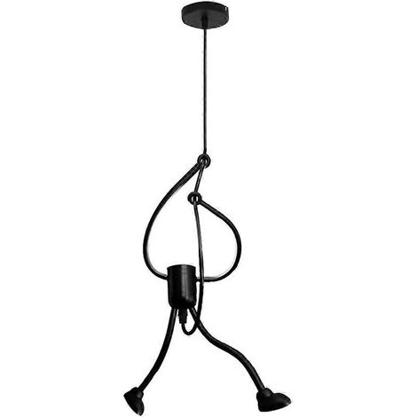 Lustre moderne vintage en fer forgé avec figurine et plafonnier LED - Conforme à la photo - (1/5)