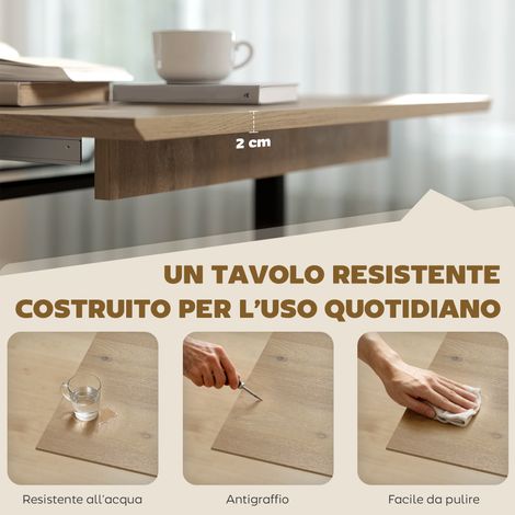 Table industrielle ronde extensible 6-8 places, plateau en bois massif avec pieds en métal, dimensions 180x80x75 cm. (1/5)