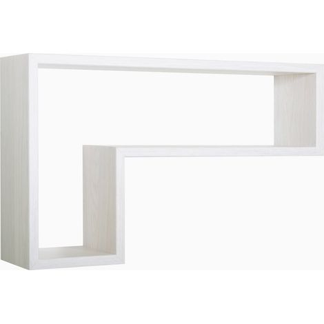 Mensola da Parete a Forma di L 61x37x15,5 cm in Fibra di Legno Lettera Rovere Sbiancato (1/5)