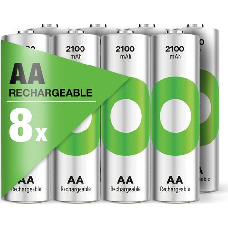 Baterías Recargables GP ReCyko AA NiMH 2100 mAh Pack de 8